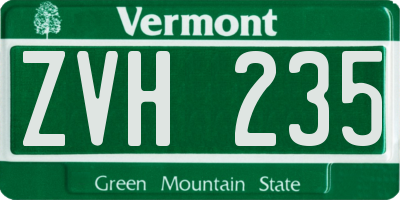 VT license plate ZVH235