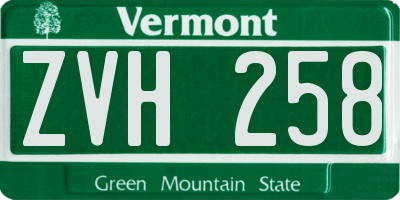 VT license plate ZVH258
