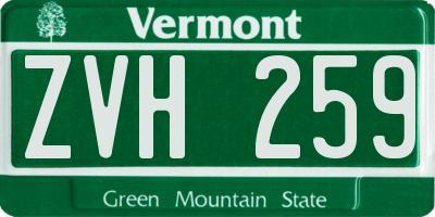 VT license plate ZVH259