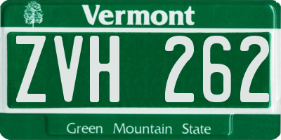 VT license plate ZVH262