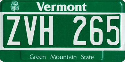 VT license plate ZVH265