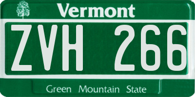 VT license plate ZVH266