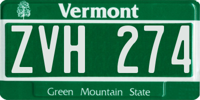 VT license plate ZVH274