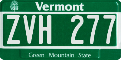 VT license plate ZVH277