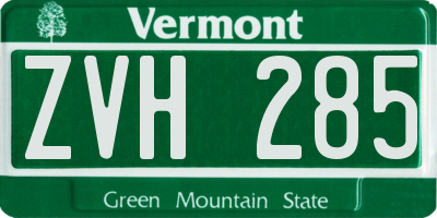 VT license plate ZVH285