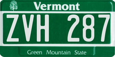 VT license plate ZVH287