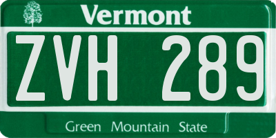 VT license plate ZVH289