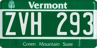 VT license plate ZVH293
