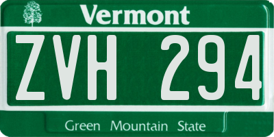 VT license plate ZVH294