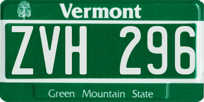 VT license plate ZVH296