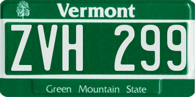 VT license plate ZVH299
