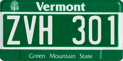 VT license plate ZVH301