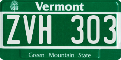 VT license plate ZVH303