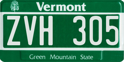 VT license plate ZVH305