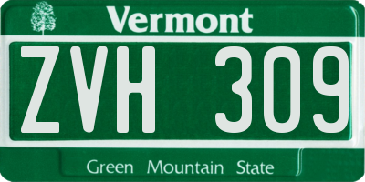 VT license plate ZVH309