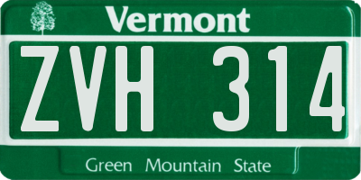 VT license plate ZVH314