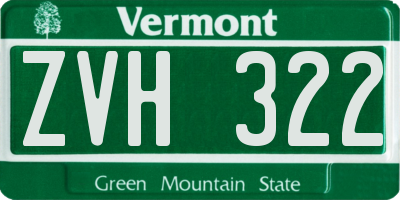 VT license plate ZVH322