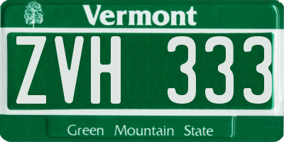 VT license plate ZVH333