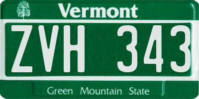 VT license plate ZVH343