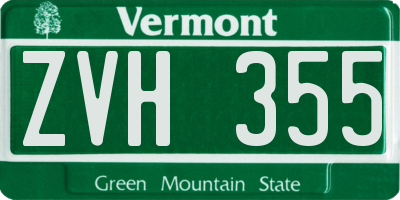 VT license plate ZVH355
