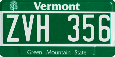 VT license plate ZVH356