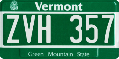 VT license plate ZVH357