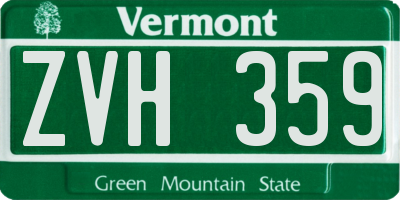 VT license plate ZVH359