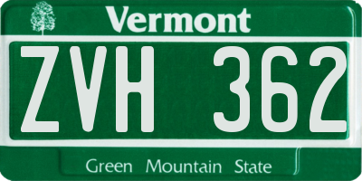 VT license plate ZVH362