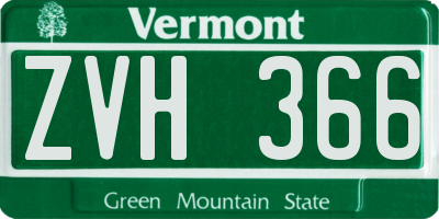 VT license plate ZVH366
