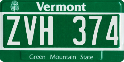 VT license plate ZVH374
