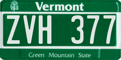 VT license plate ZVH377