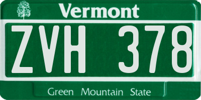 VT license plate ZVH378