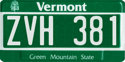 VT license plate ZVH381