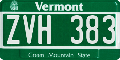 VT license plate ZVH383