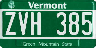VT license plate ZVH385