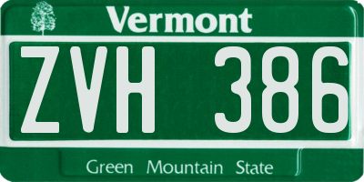 VT license plate ZVH386