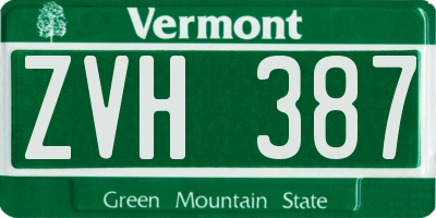 VT license plate ZVH387