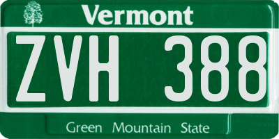 VT license plate ZVH388