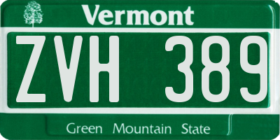 VT license plate ZVH389
