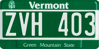 VT license plate ZVH403