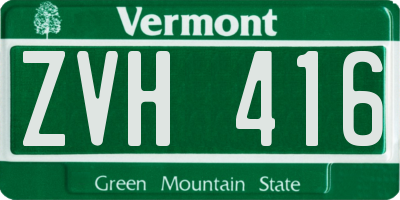 VT license plate ZVH416