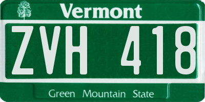 VT license plate ZVH418