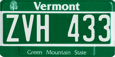 VT license plate ZVH433