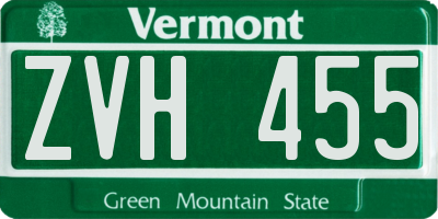 VT license plate ZVH455