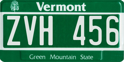 VT license plate ZVH456