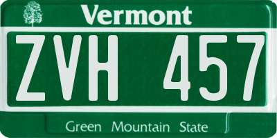 VT license plate ZVH457