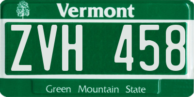 VT license plate ZVH458
