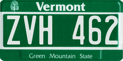 VT license plate ZVH462