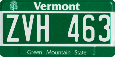 VT license plate ZVH463