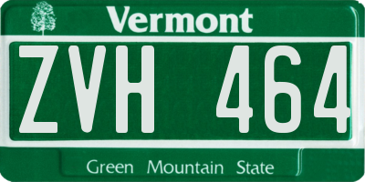 VT license plate ZVH464